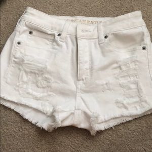 Women white jean short